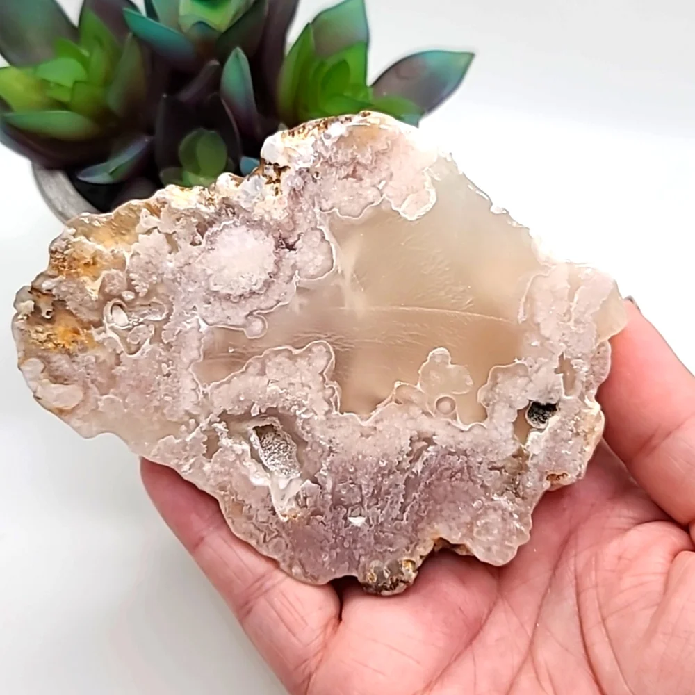 Pink Flower Agate Polished Freeform Crystal Slab
